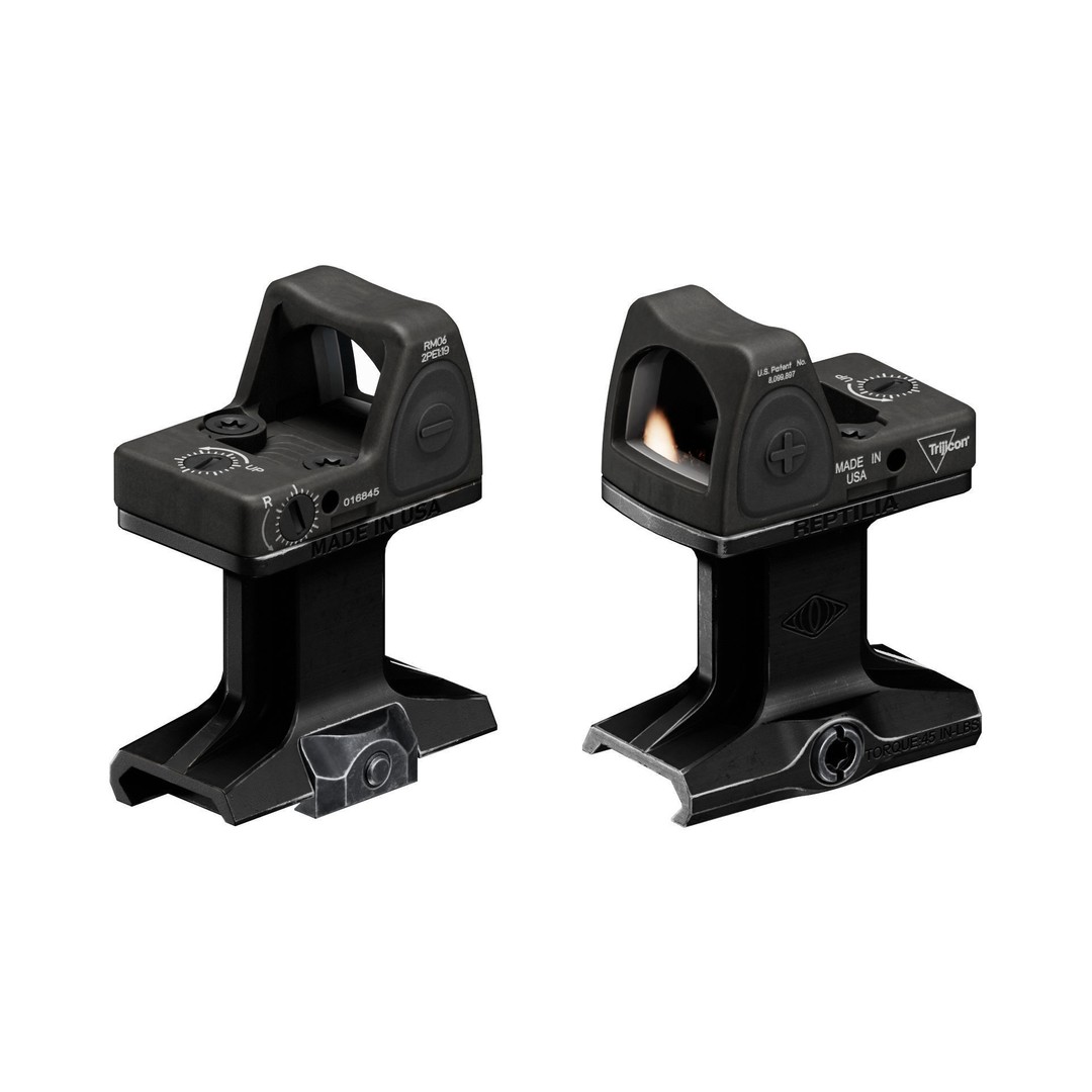 Trijicon RMR Type 2 Red Dot Sight 3D Model – Low Poly Game Asset, FBX, OBJ - View 4