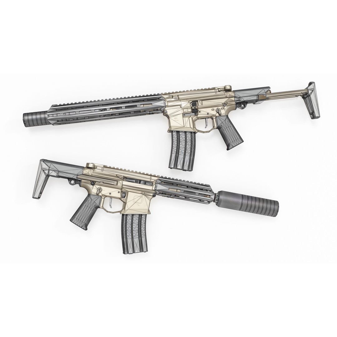Q Honey Badger Rifle 3D Model – Low Poly Game-Ready Asset, FBX - View 3