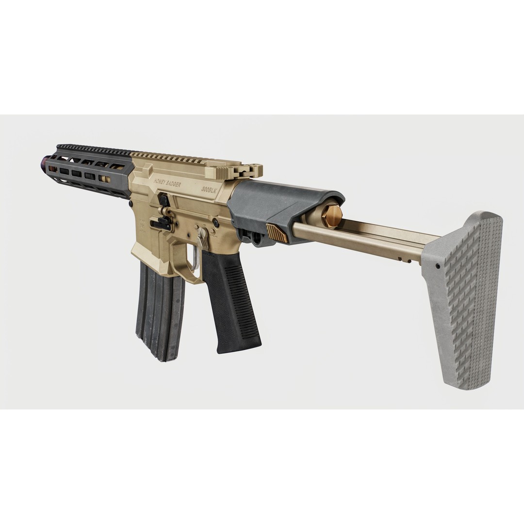 Q Honey Badger Rifle 3D Model – Low Poly Game-Ready Asset, FBX - View 31