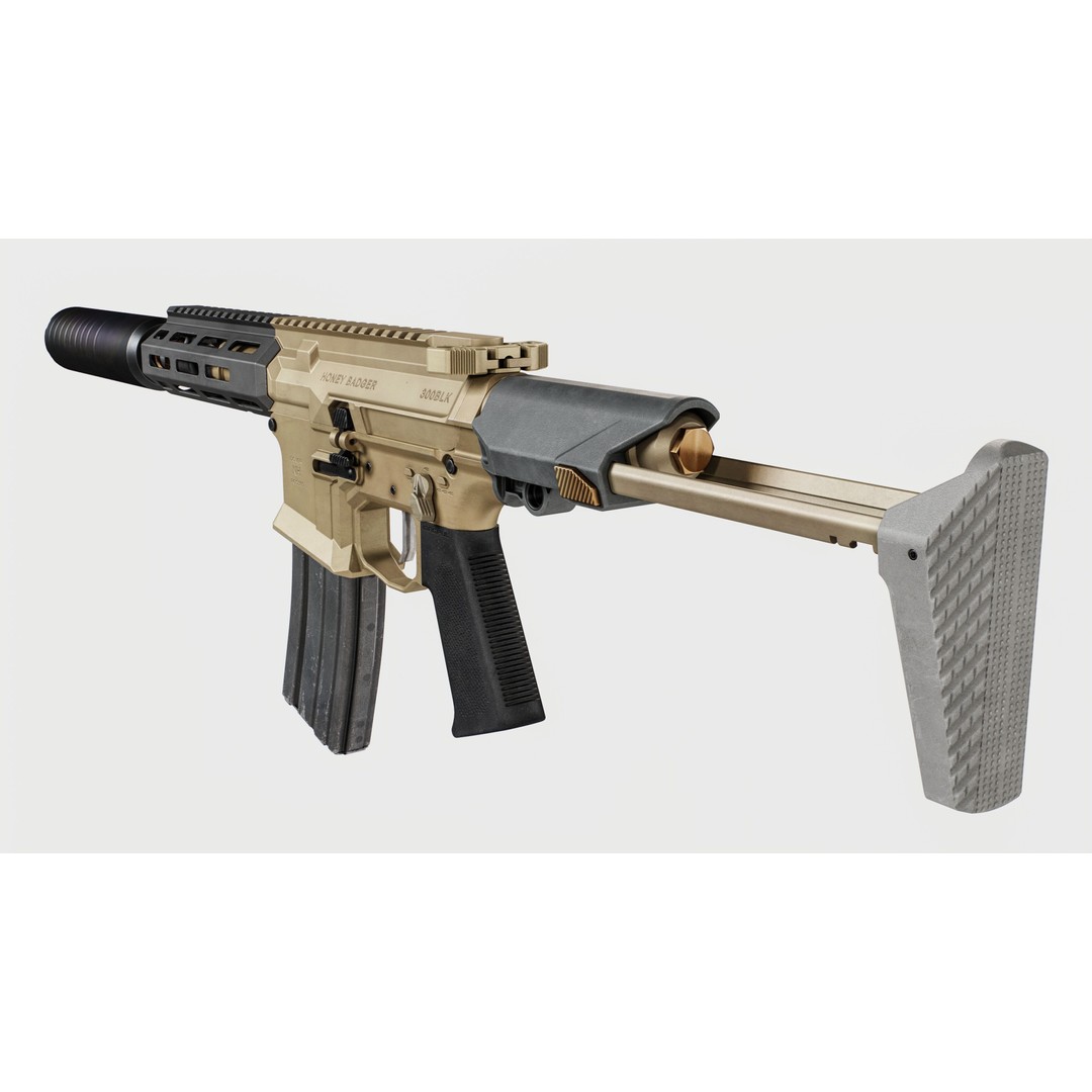 Q Honey Badger Rifle 3D Model – Low Poly Game-Ready Asset, FBX - View 32