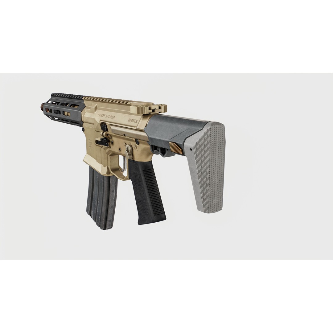 Q Honey Badger Rifle 3D Model – Low Poly Game-Ready Asset, FBX - View 33