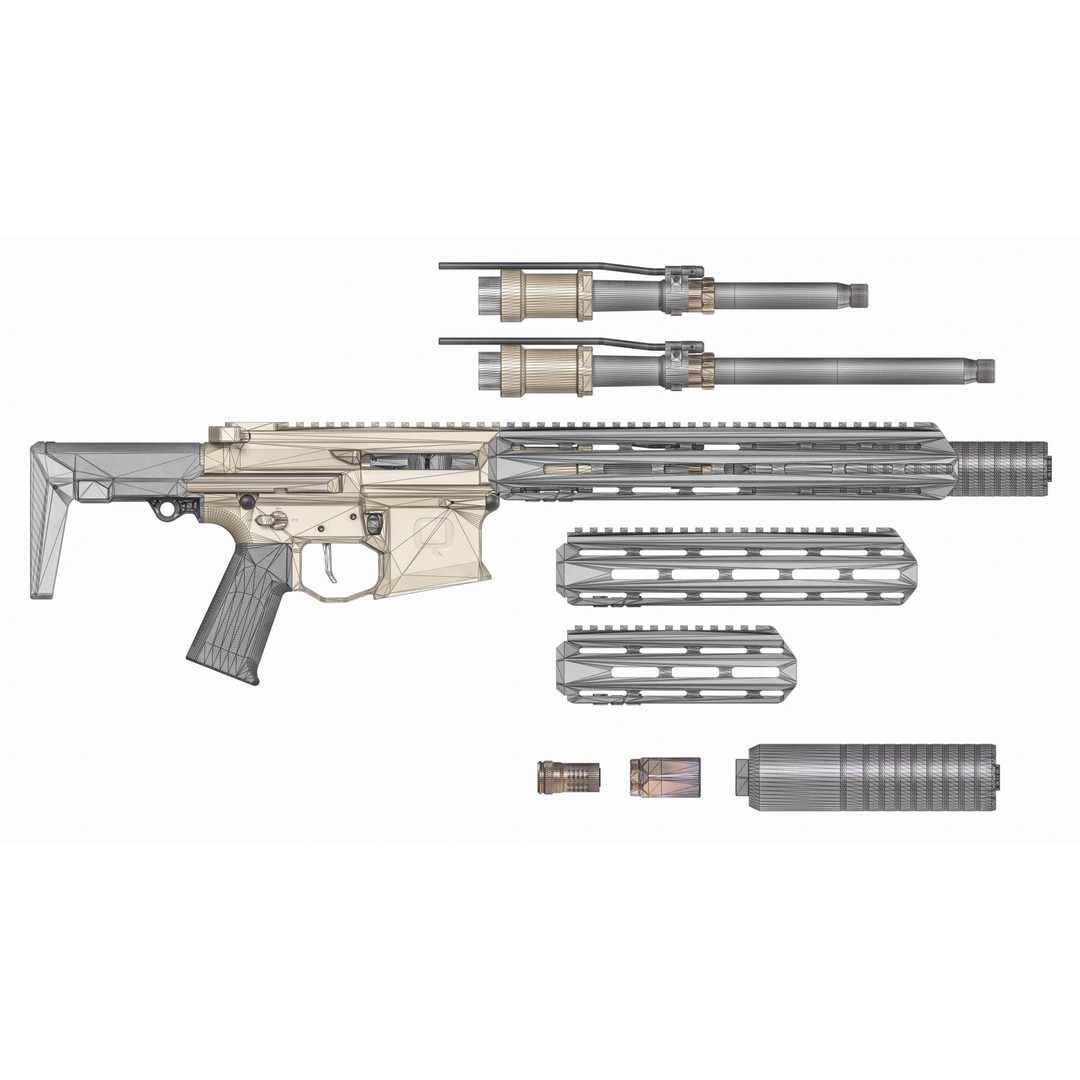 Q Honey Badger Rifle 3D Model – Low Poly Game-Ready Asset, FBX - View 38