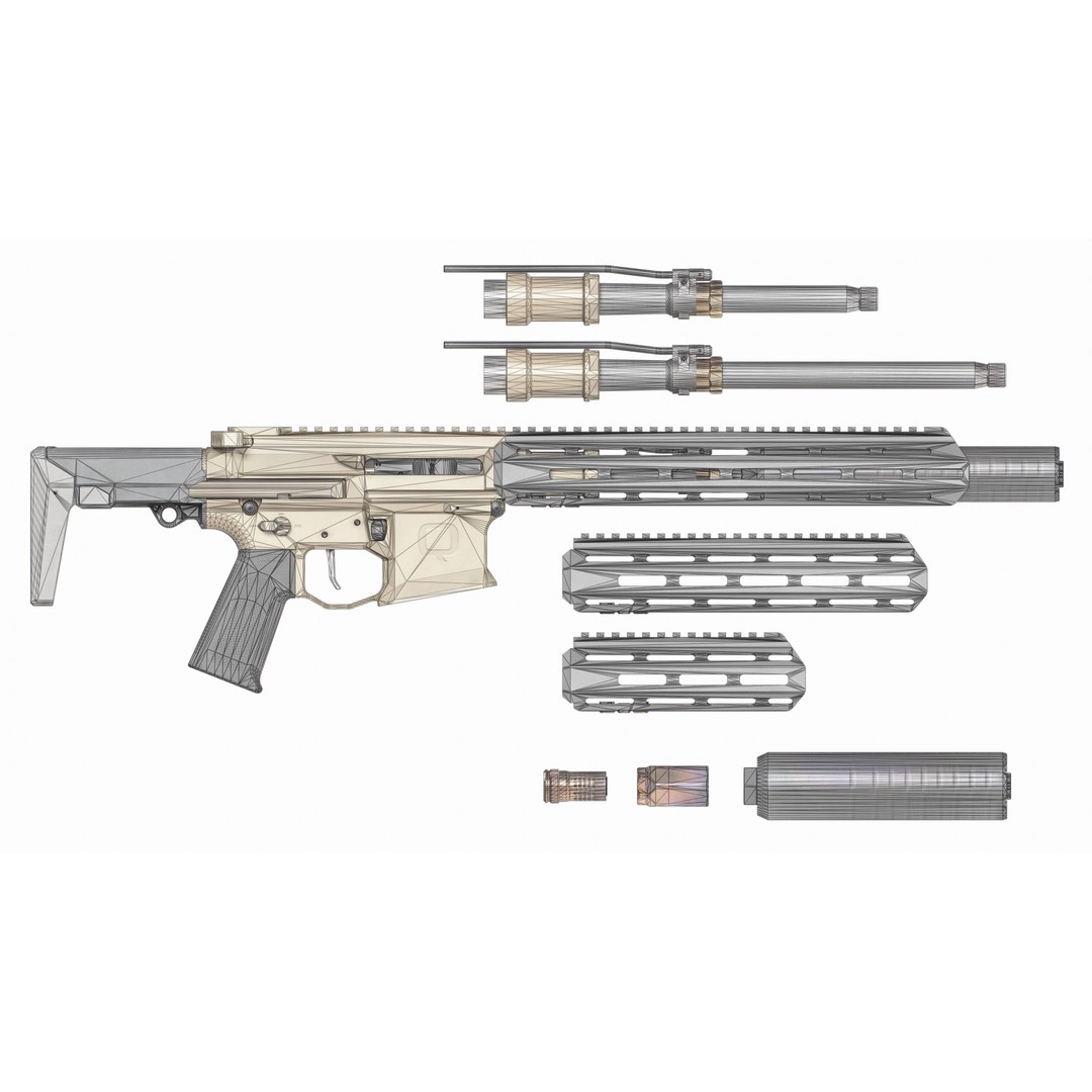 Q Honey Badger Rifle 3D Model – Low Poly Game-Ready Asset, FBX - View 39