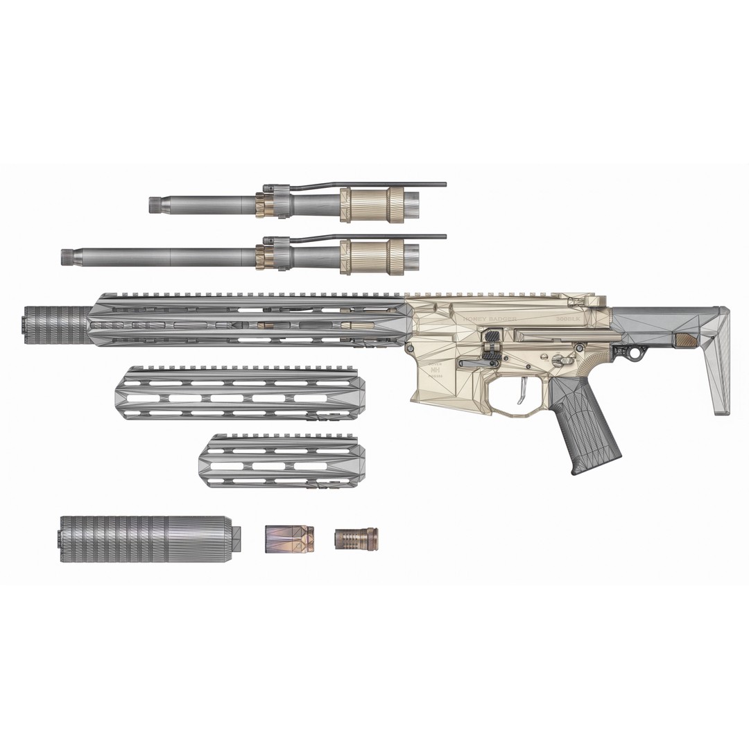 Q Honey Badger Rifle 3D Model – Low Poly Game-Ready Asset, FBX - View 40