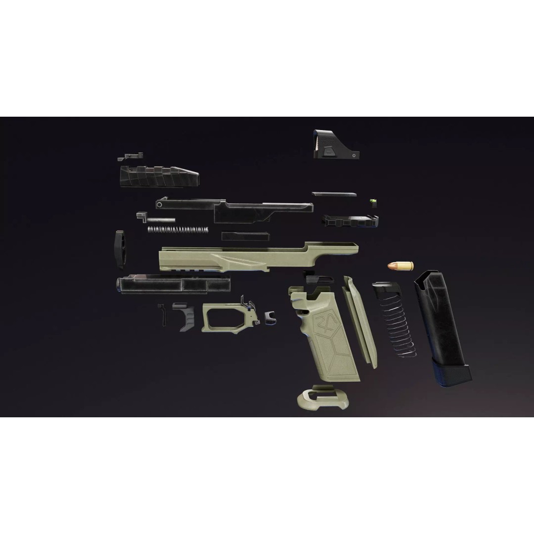 Rideout Dragon Pistol 3D Model – Low Poly Game Asset, Rigged, FBX