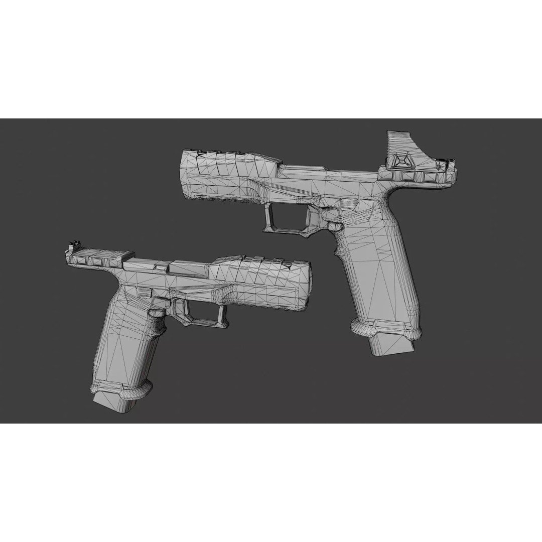Rideout Dragon Pistol 3D Model – Low Poly Game Asset, Rigged, FBX - View 9