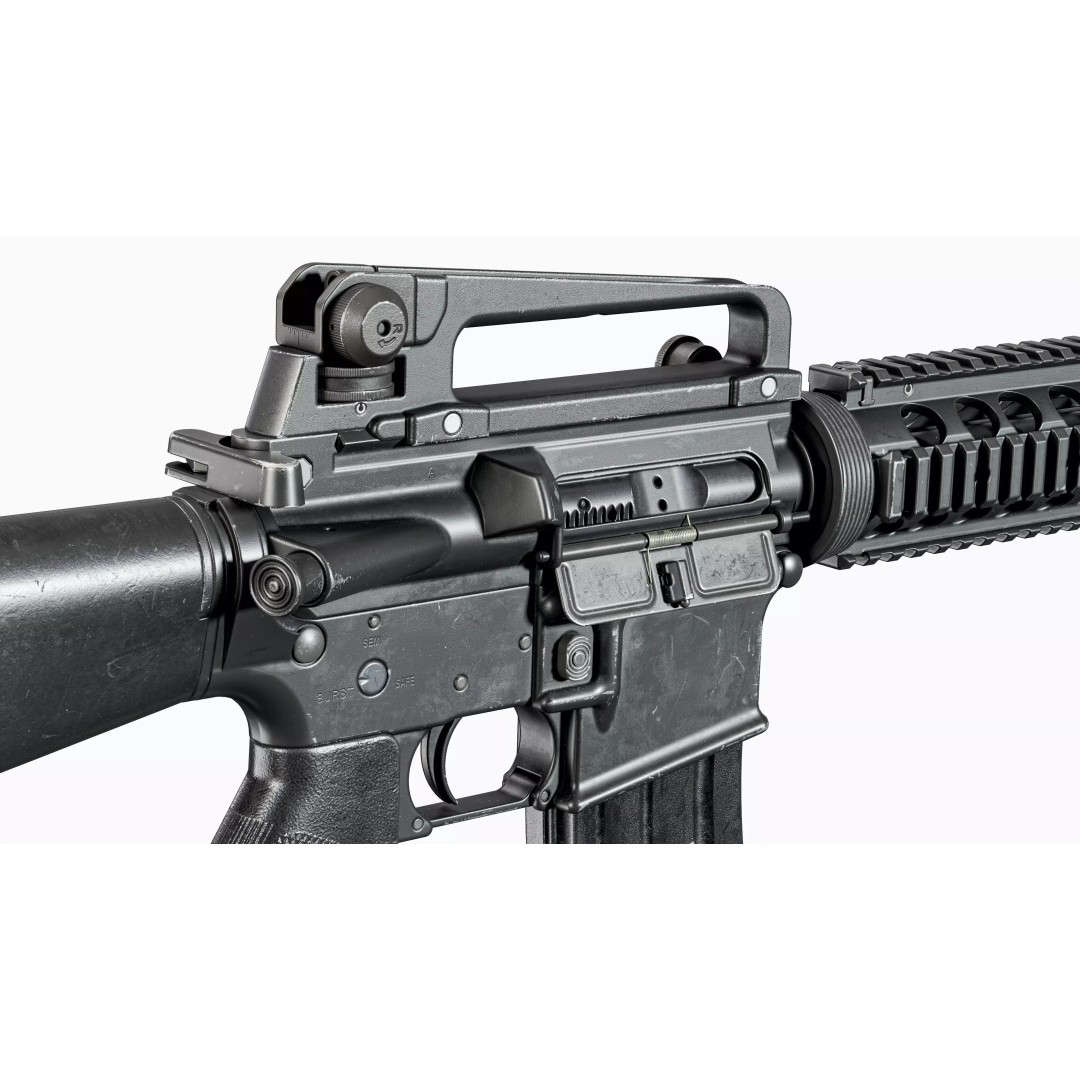 M16A4 Rifle 3D Model – Low Poly Game Ready Asset, FBX, Unity, Unreal Engine - View 12