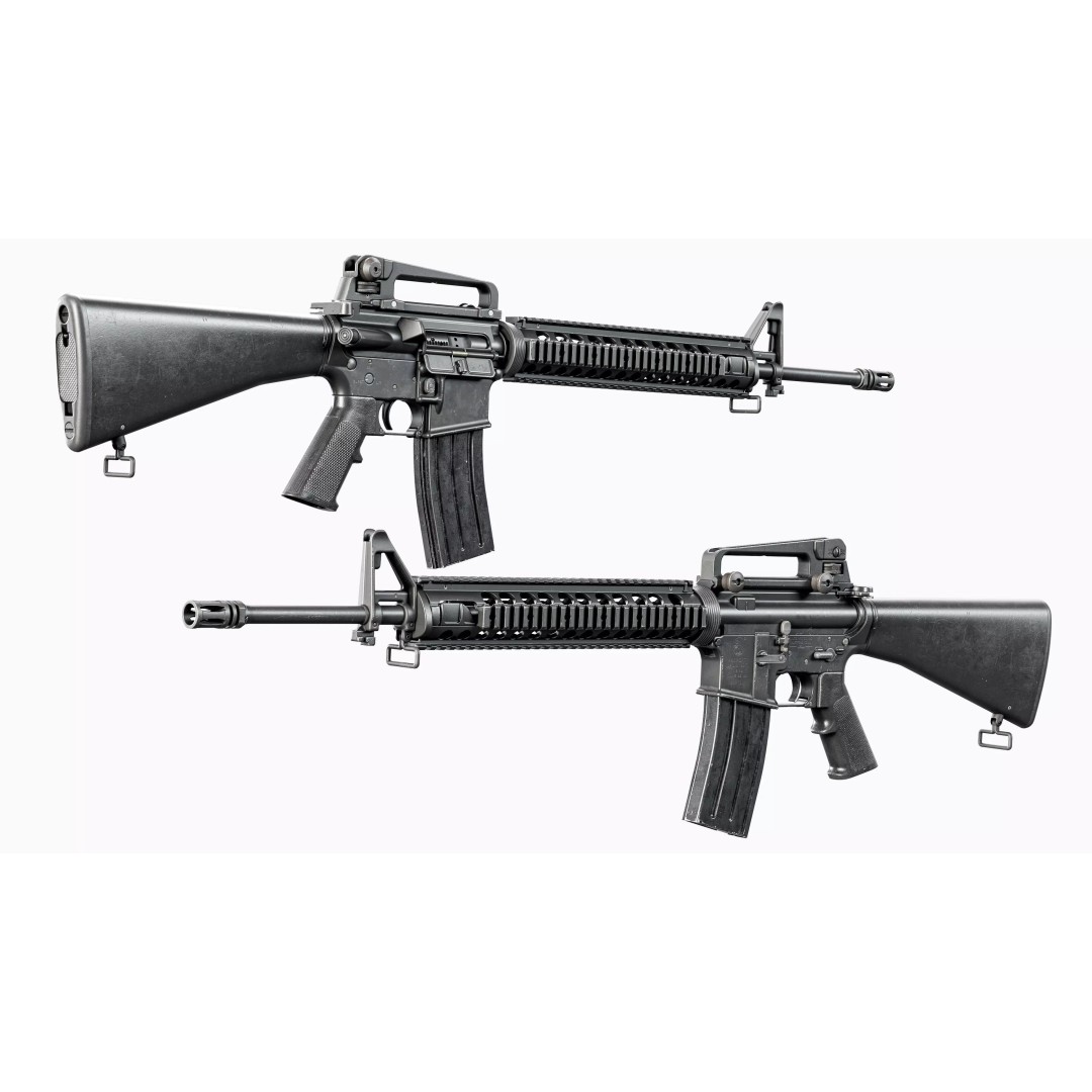 M16A4 Rifle 3D Model – Low Poly Game Ready Asset, FBX, Unity, Unreal Engine - View 21