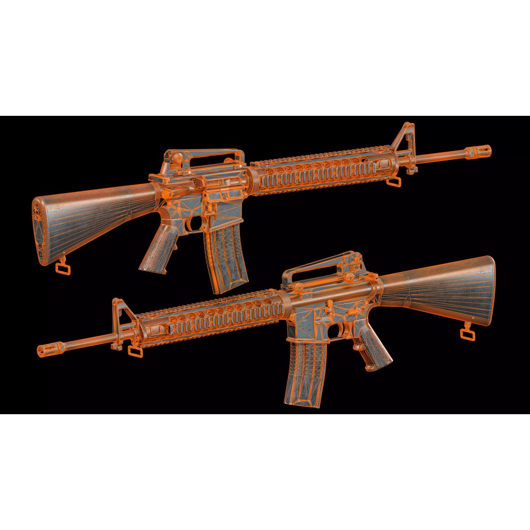 M16A4 Rifle 3D Model – Low Poly Game Ready Asset, FBX, Unity, Unreal Engine - View 22