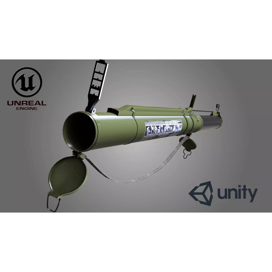 RPG-18 3D Model – Low Poly Game Ready Grenade Launcher, FBX - View 2
