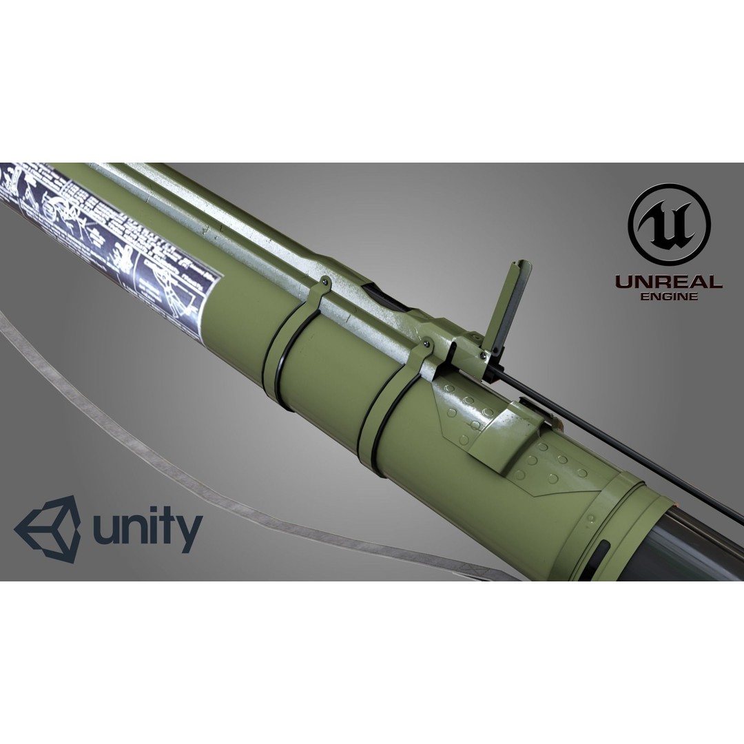 RPG-18 3D Model – Low Poly Game Ready Grenade Launcher, FBX - View 4