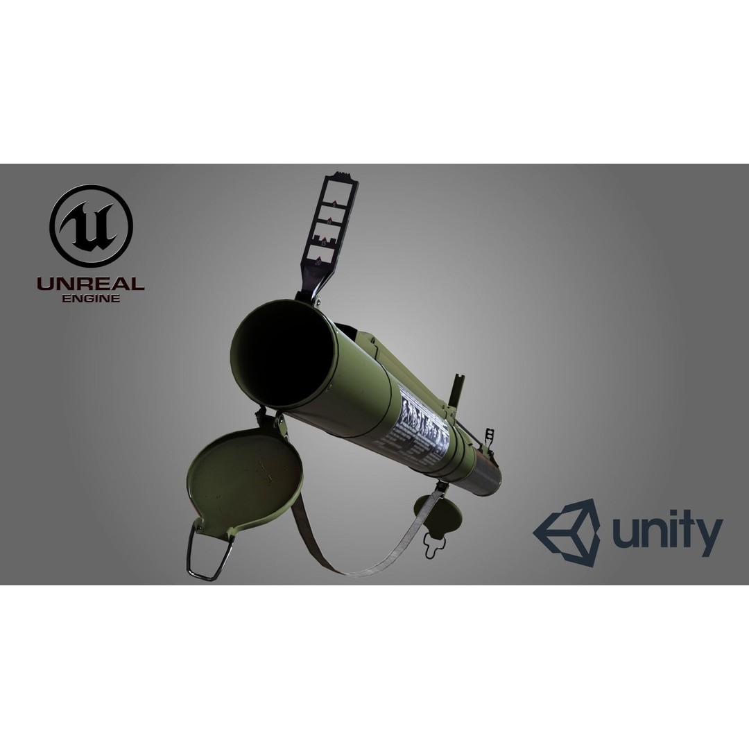 RPG-18 3D Model – Low Poly Game Ready Grenade Launcher, FBX - View 7