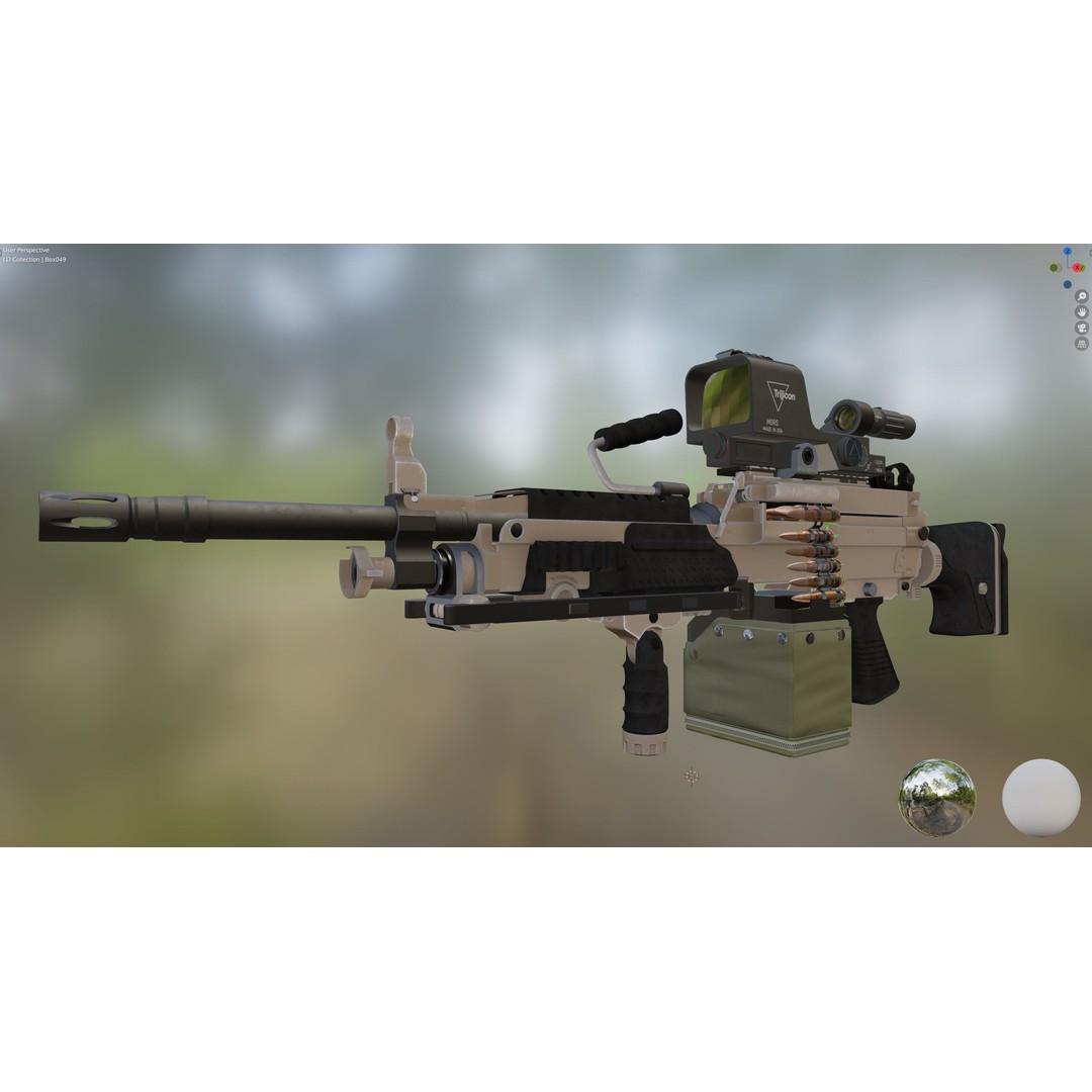 FN Minimi MK3 3D Model – Low Poly Military Gun, FBX, PBR Textures