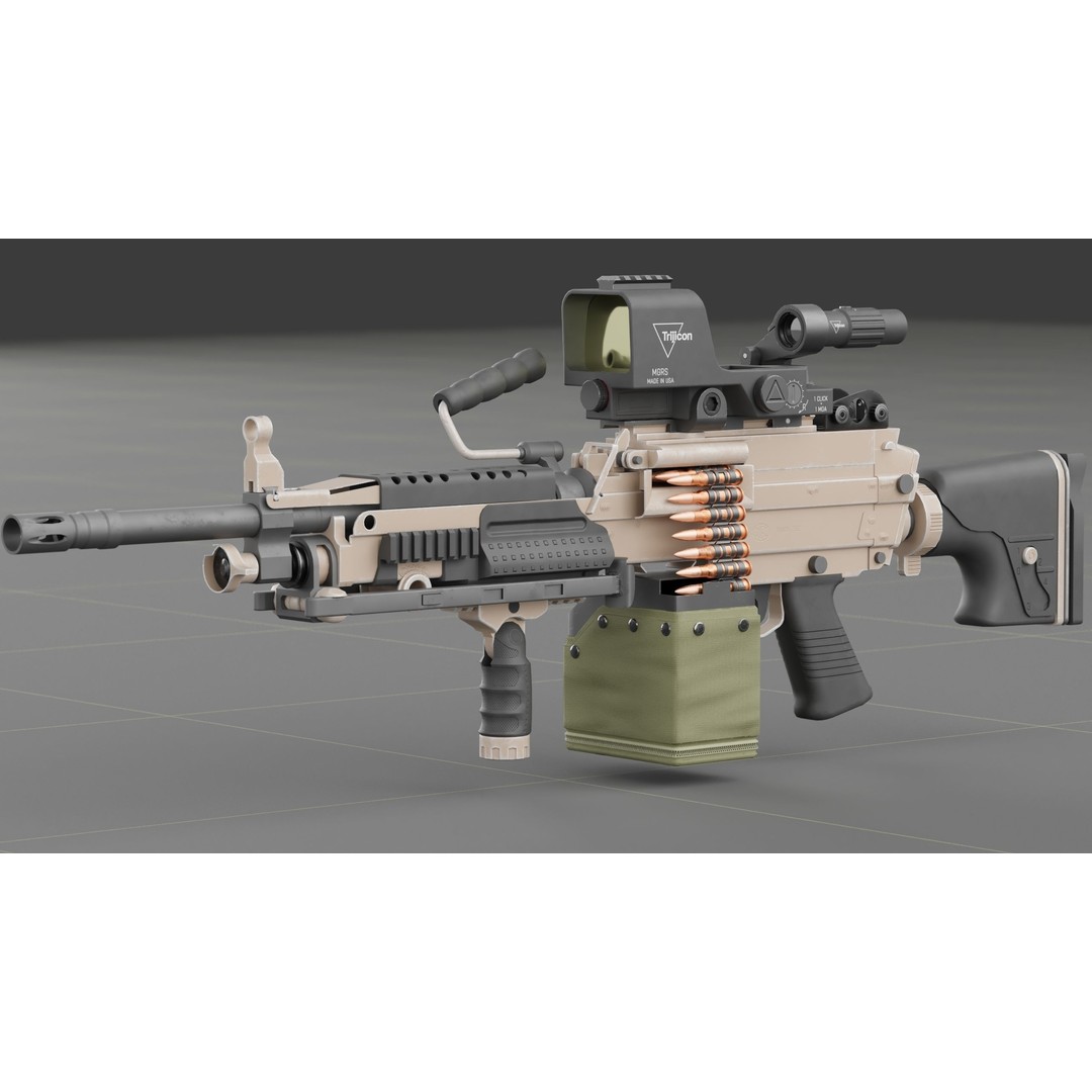 FN Minimi MK3 3D Model – Low Poly Military Gun, FBX, PBR Textures - View 10