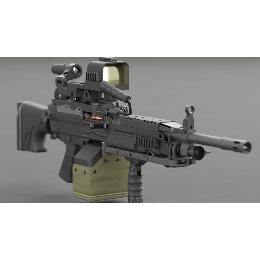 FN Minimi MK3 3D Model – Low Poly Military Gun, FBX, PBR Textures - View 11