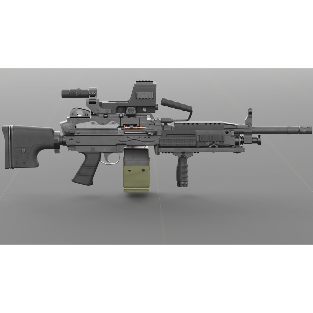 FN Minimi MK3 3D Model – Low Poly Military Gun, FBX, PBR Textures - View 12