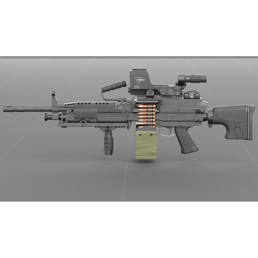 FN Minimi MK3 3D Model – Low Poly Military Gun, FBX, PBR Textures - View 13