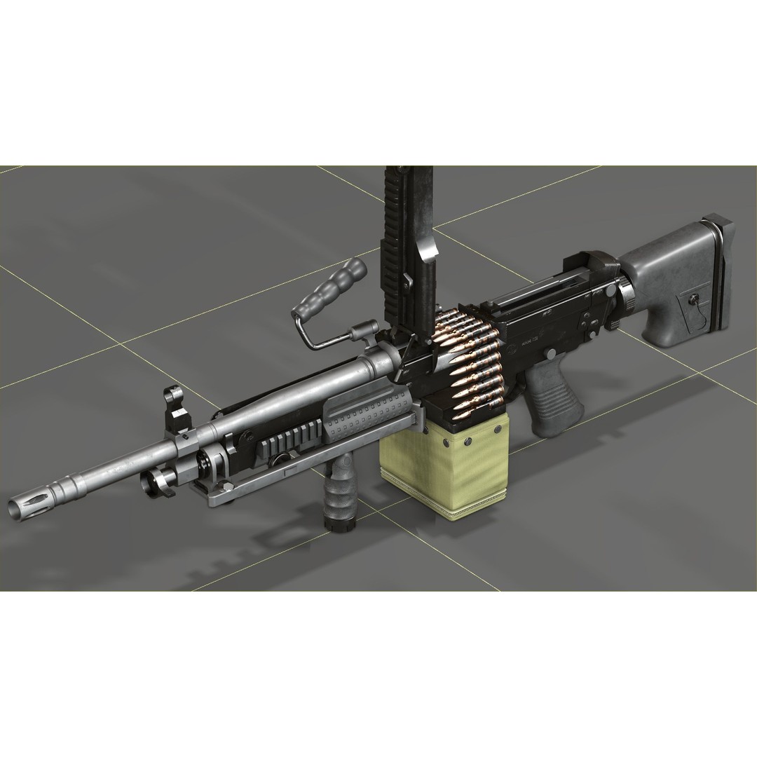 FN Minimi MK3 3D Model – Low Poly Military Gun, FBX, PBR Textures - View 14