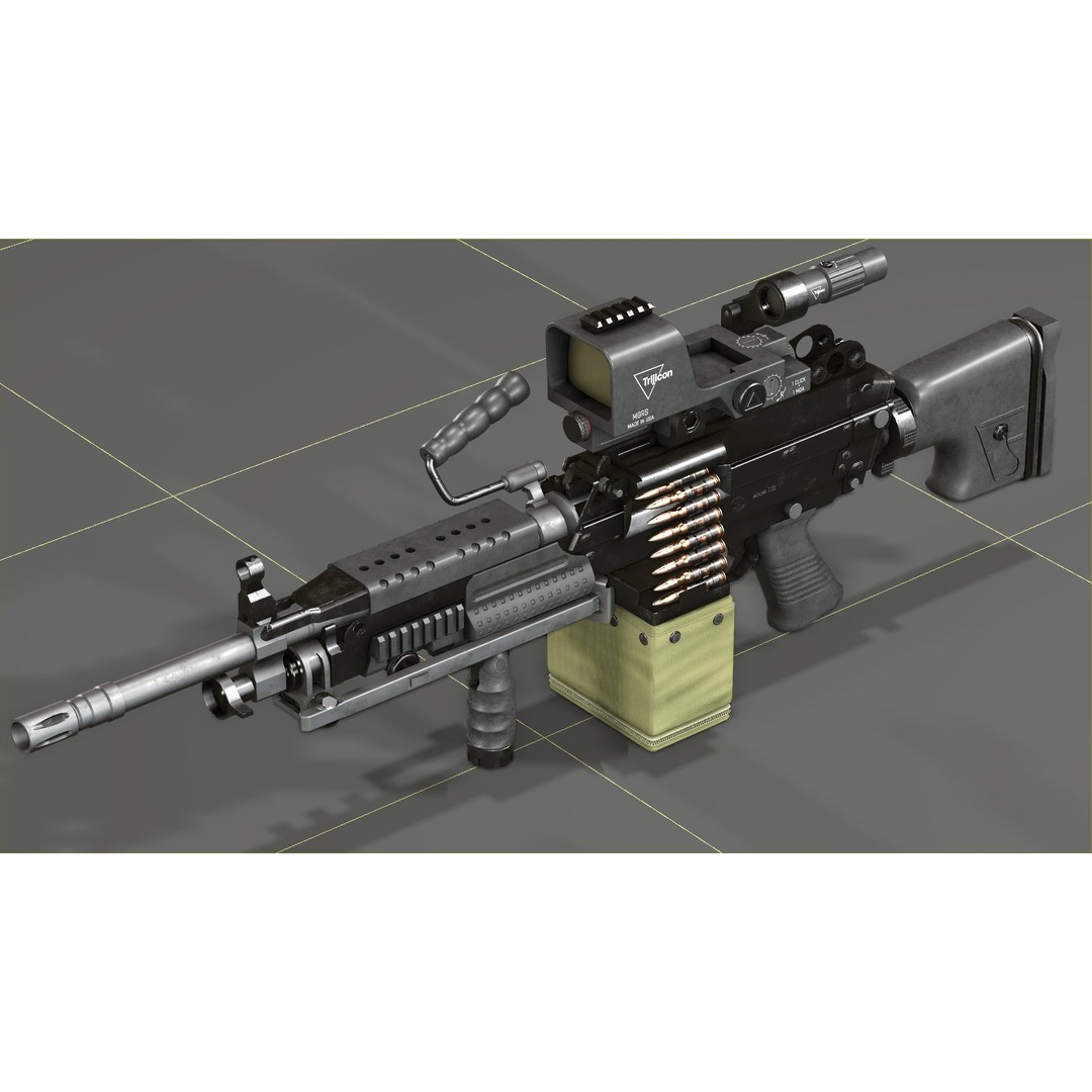 FN Minimi MK3 3D Model – Low Poly Military Gun, FBX, PBR Textures - View 15