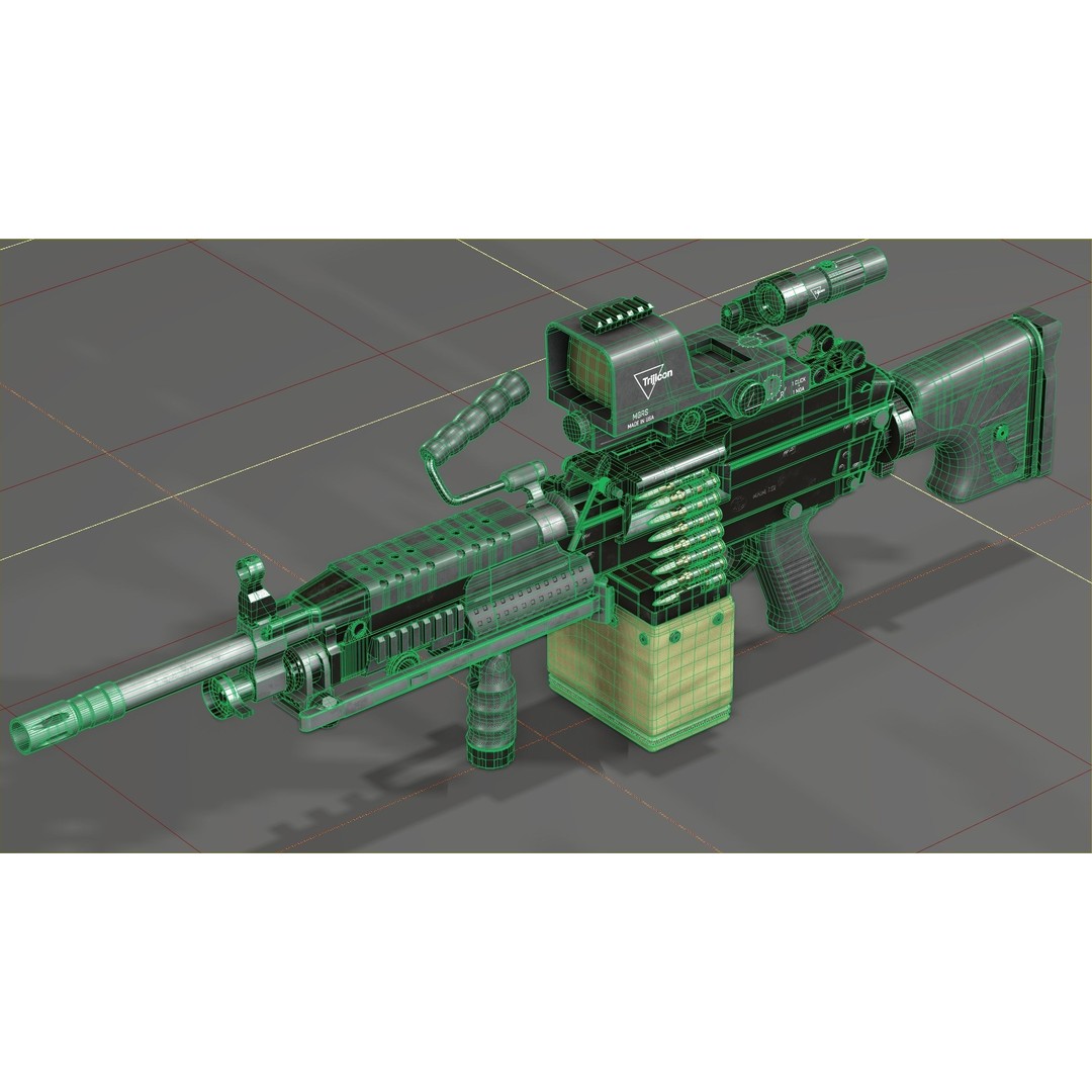 FN Minimi MK3 3D Model – Low Poly Military Gun, FBX, PBR Textures - View 16