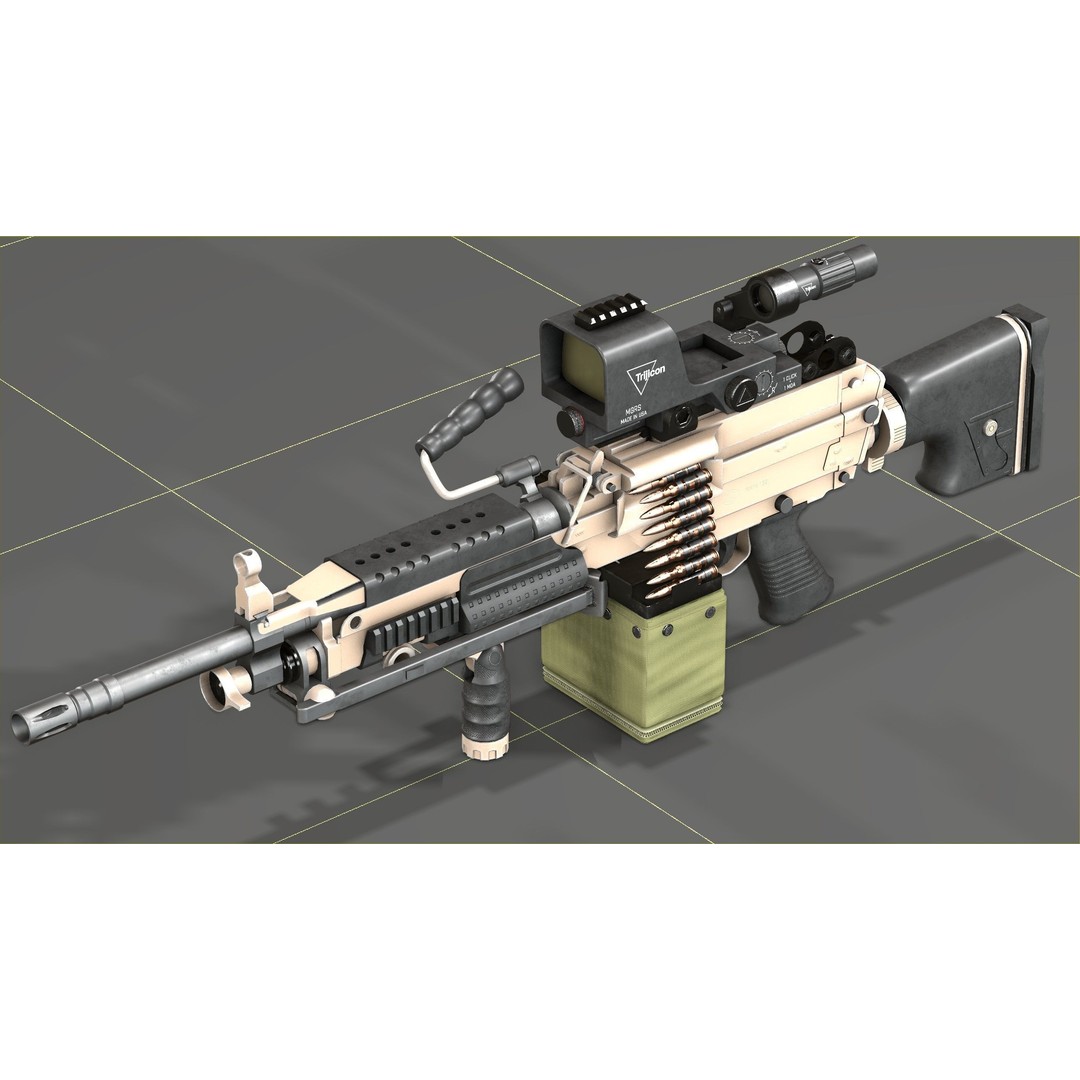 FN Minimi MK3 3D Model – Low Poly Military Gun, FBX, PBR Textures - View 17