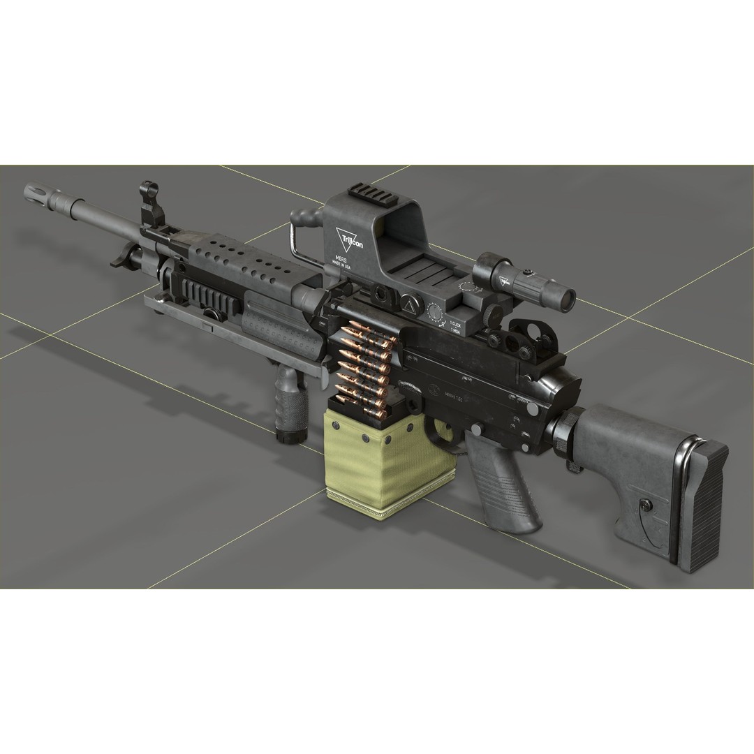 FN Minimi MK3 3D Model – Low Poly Military Gun, FBX, PBR Textures - View 18