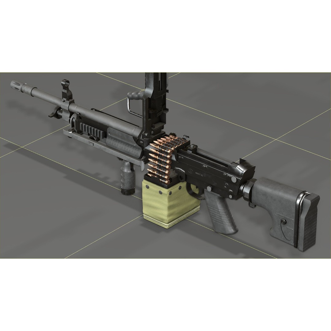 FN Minimi MK3 3D Model – Low Poly Military Gun, FBX, PBR Textures - View 19