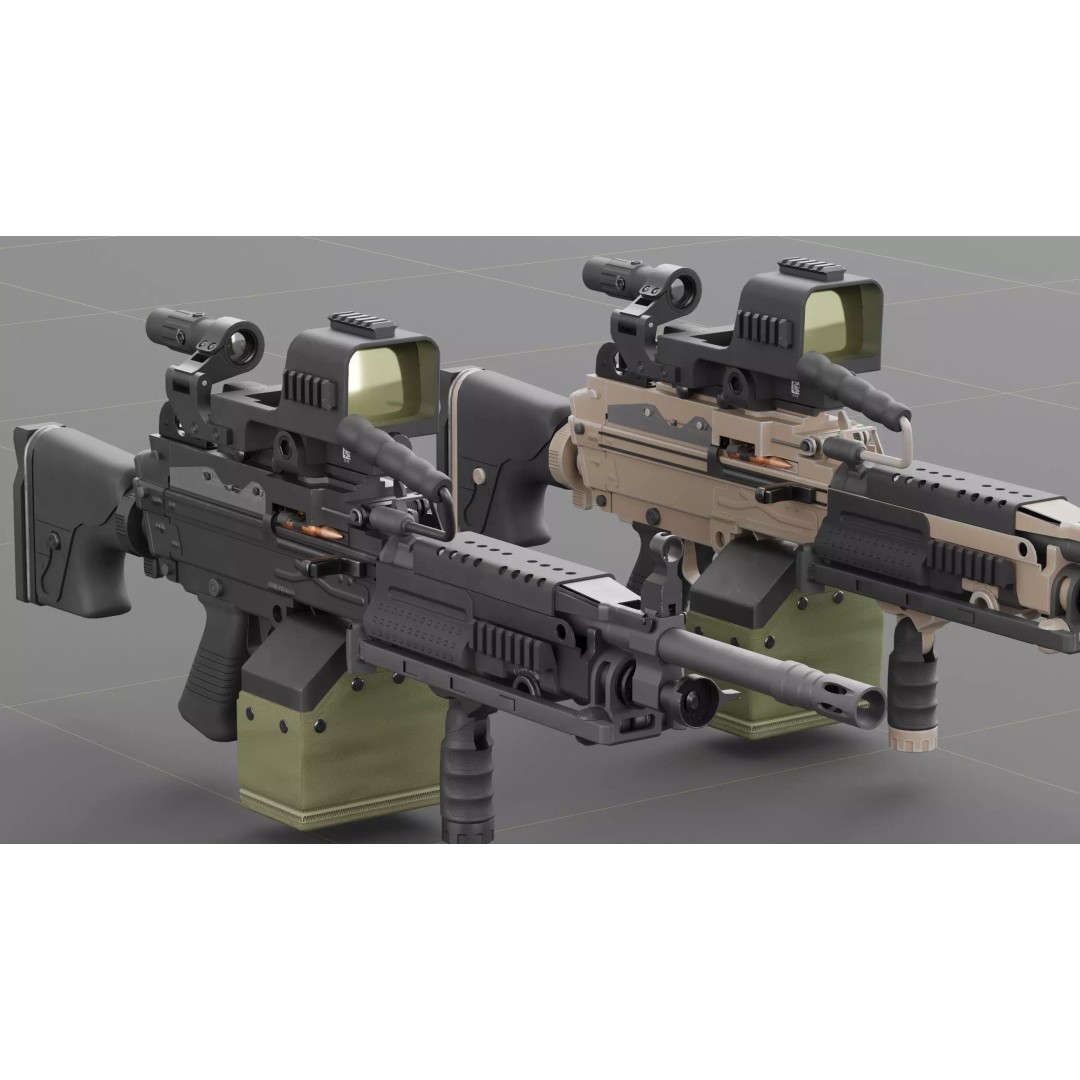 FN Minimi MK3 3D Model – Low Poly Military Gun, FBX, PBR Textures - View 2