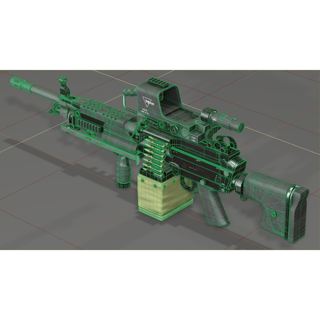 FN Minimi MK3 3D Model – Low Poly Military Gun, FBX, PBR Textures - View 20