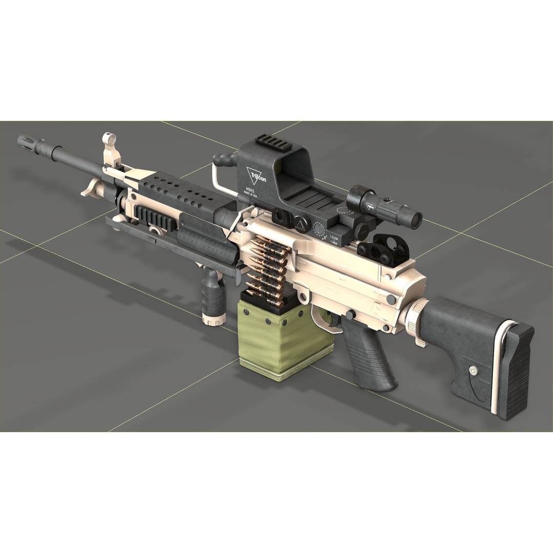 FN Minimi MK3 3D Model – Low Poly Military Gun, FBX, PBR Textures - View 21