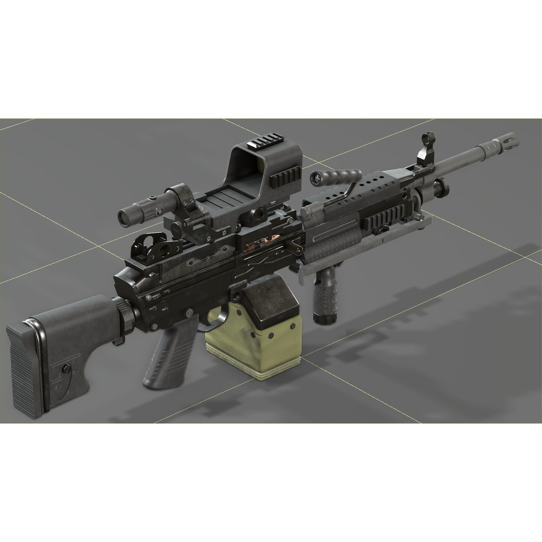 FN Minimi MK3 3D Model – Low Poly Military Gun, FBX, PBR Textures - View 22