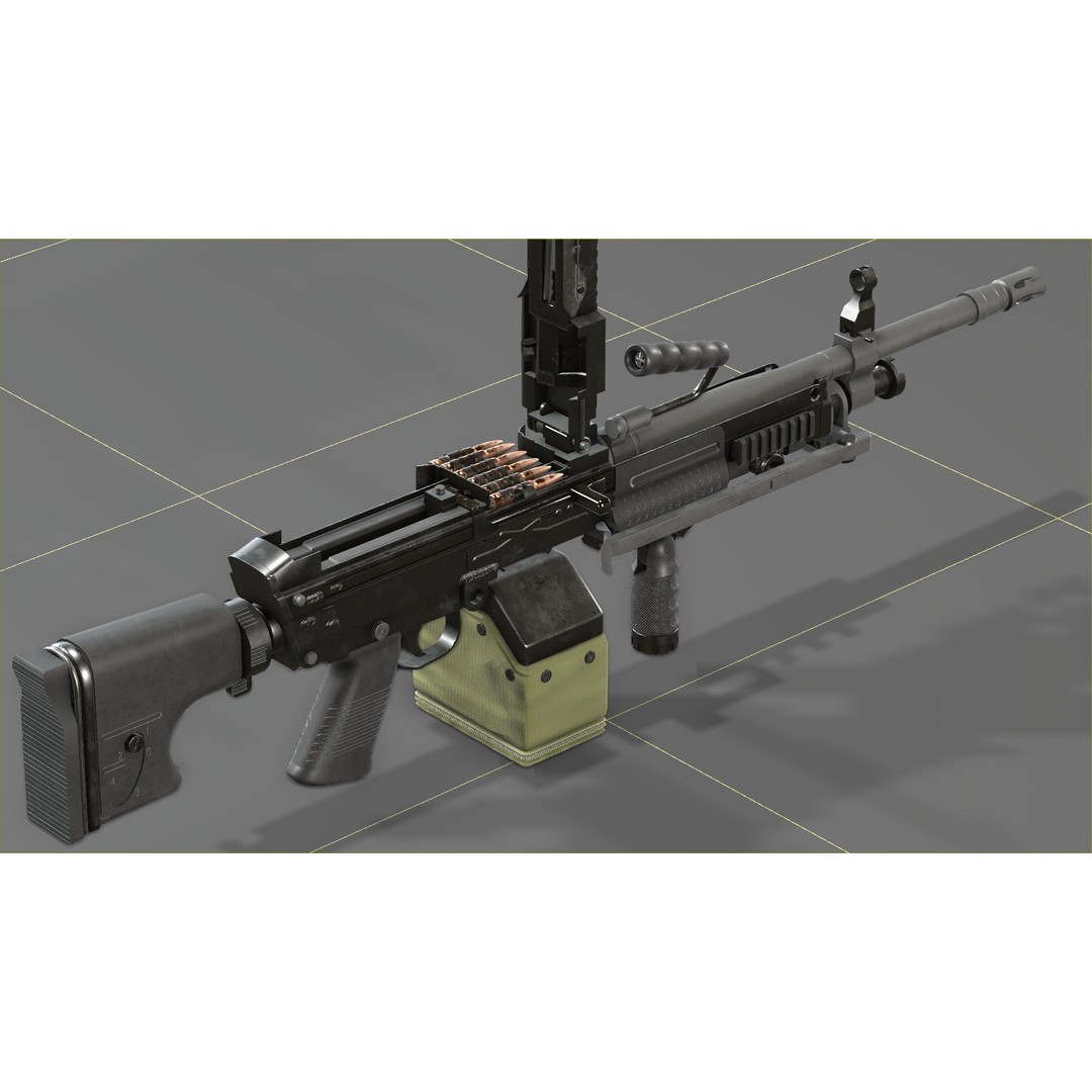 FN Minimi MK3 3D Model – Low Poly Military Gun, FBX, PBR Textures - View 23