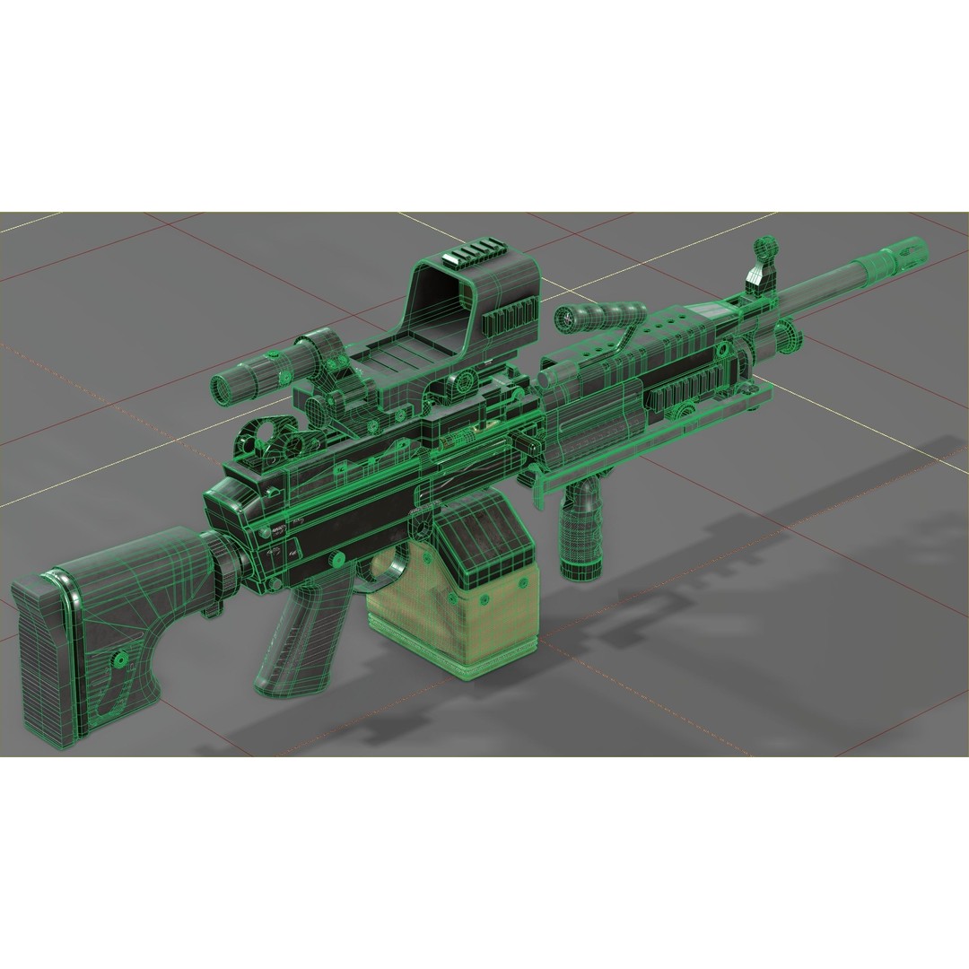 FN Minimi MK3 3D Model – Low Poly Military Gun, FBX, PBR Textures - View 24