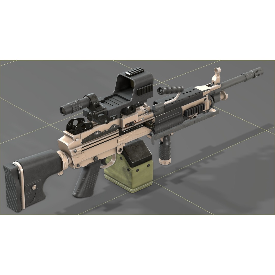 FN Minimi MK3 3D Model – Low Poly Military Gun, FBX, PBR Textures - View 25