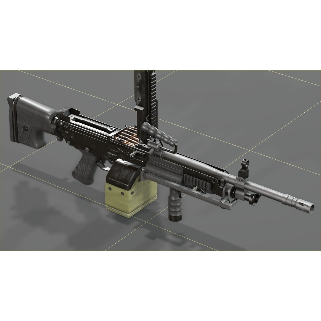 FN Minimi MK3 3D Model – Low Poly Military Gun, FBX, PBR Textures - View 27