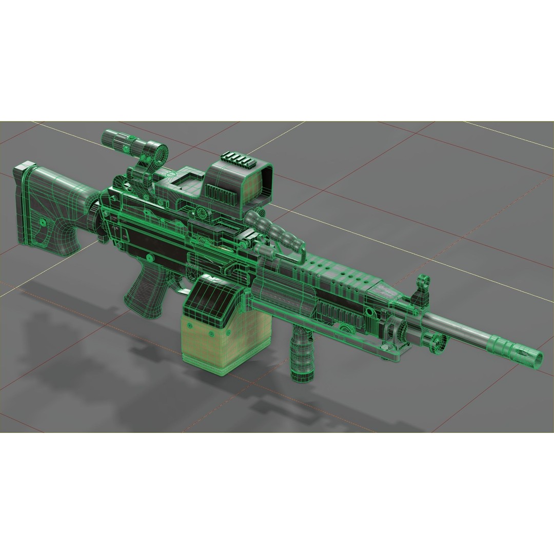 FN Minimi MK3 3D Model – Low Poly Military Gun, FBX, PBR Textures - View 28