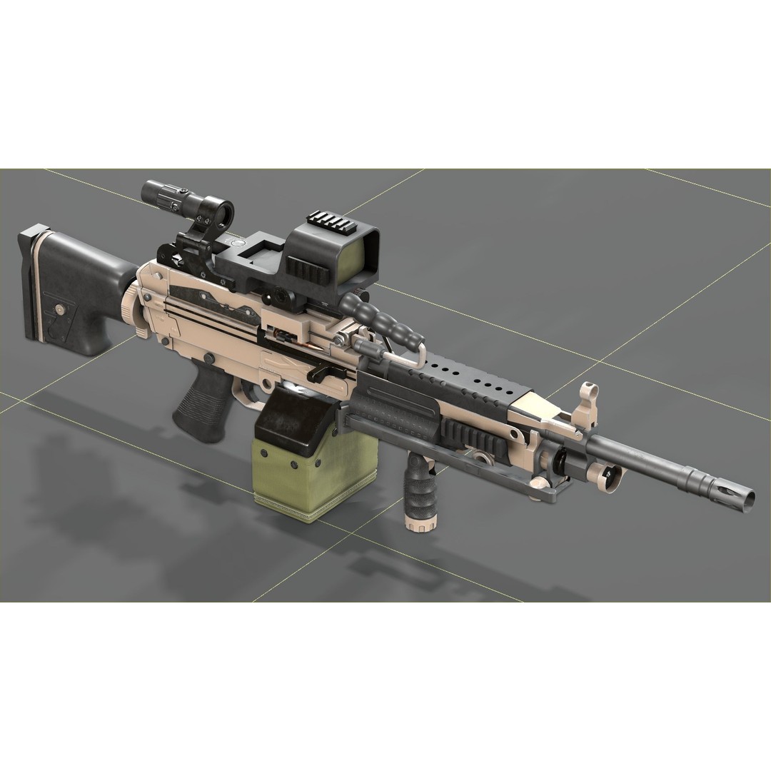 FN Minimi MK3 3D Model – Low Poly Military Gun, FBX, PBR Textures - View 29