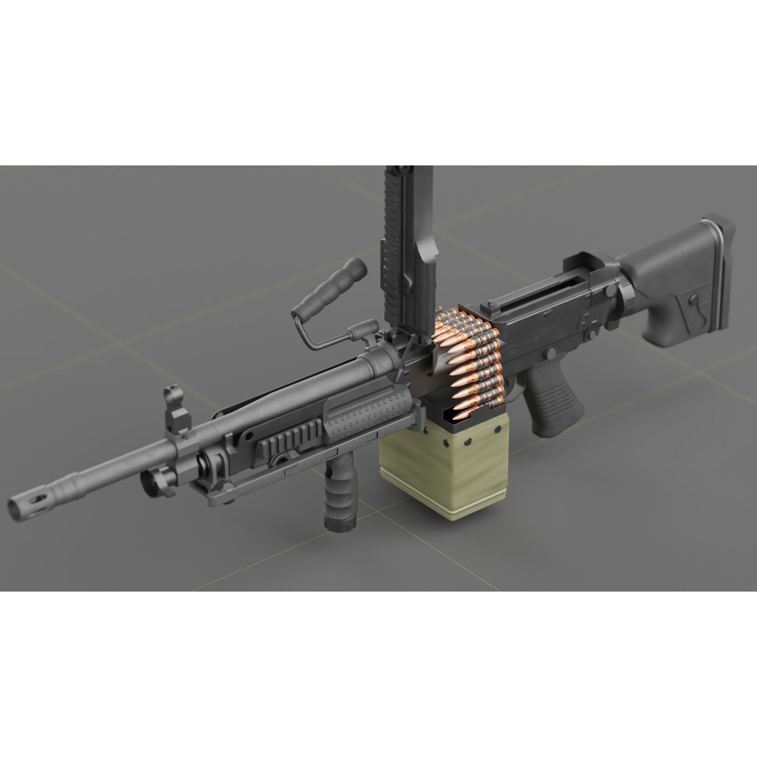 FN Minimi MK3 3D Model – Low Poly Military Gun, FBX, PBR Textures - View 3