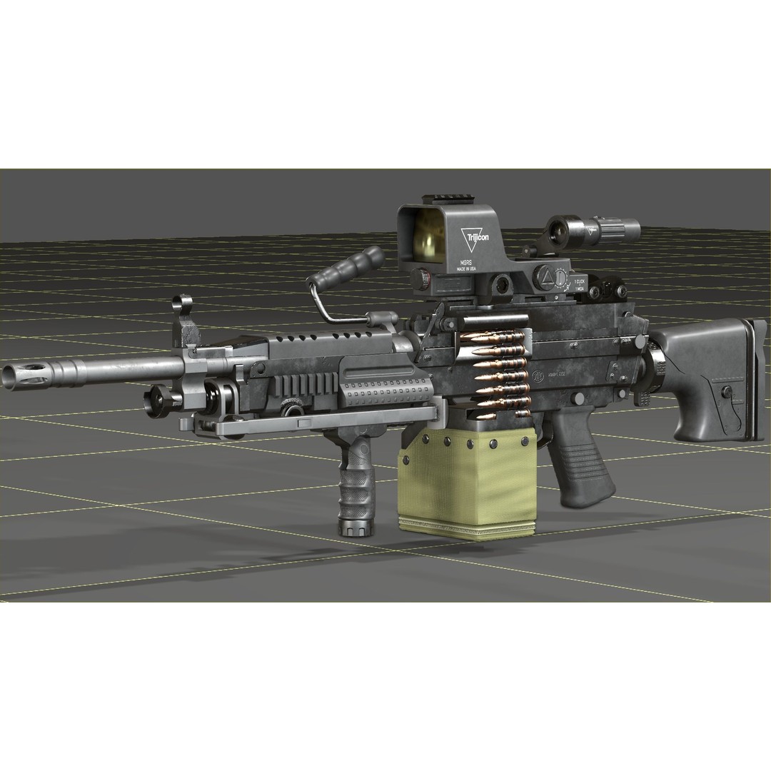 FN Minimi MK3 3D Model – Low Poly Military Gun, FBX, PBR Textures - View 34