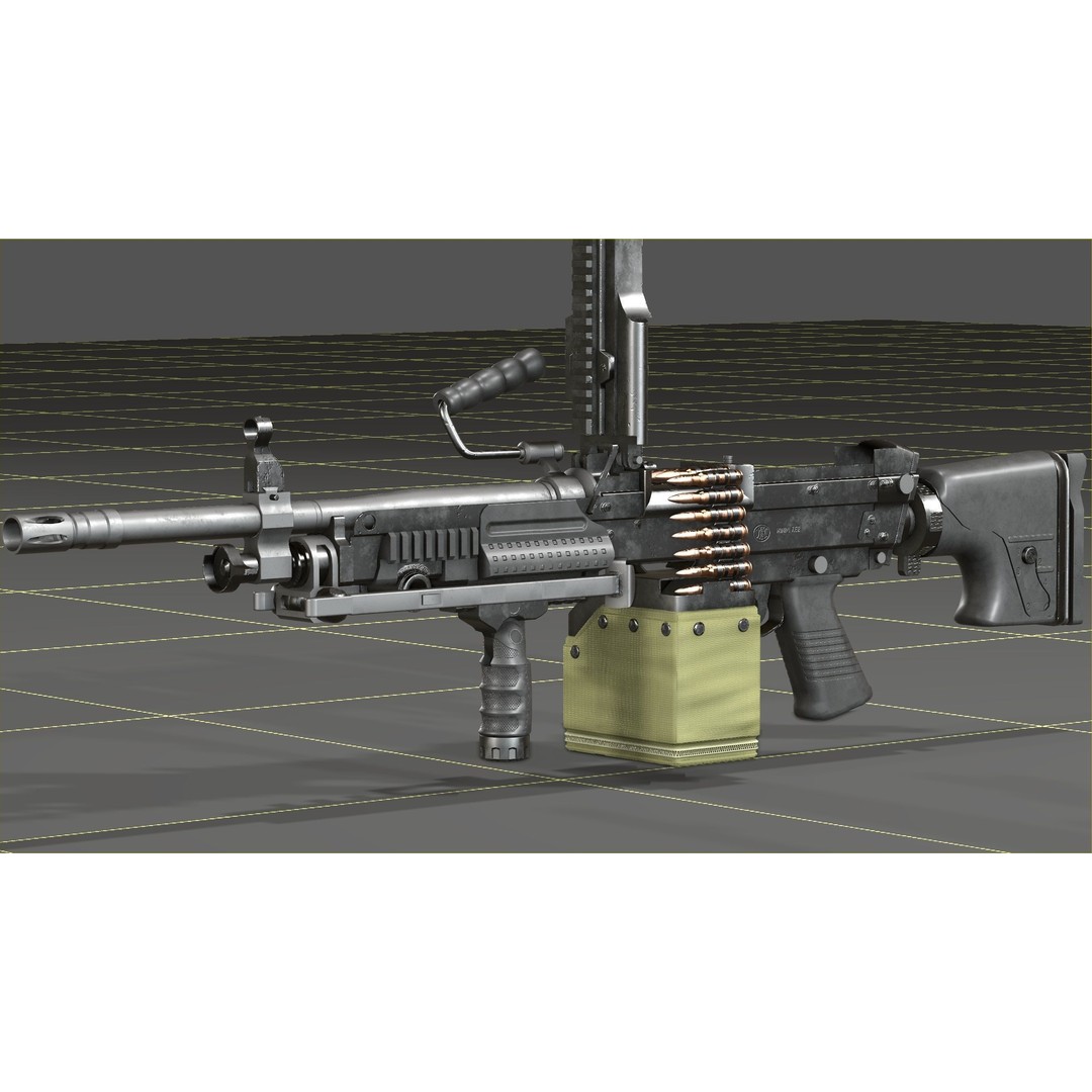 FN Minimi MK3 3D Model – Low Poly Military Gun, FBX, PBR Textures - View 35