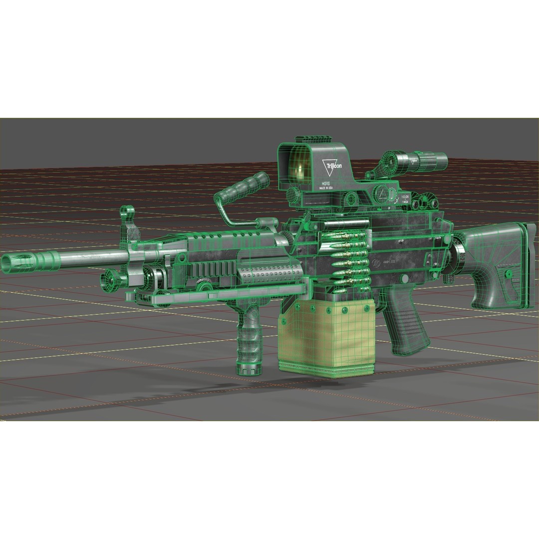 FN Minimi MK3 3D Model – Low Poly Military Gun, FBX, PBR Textures - View 36