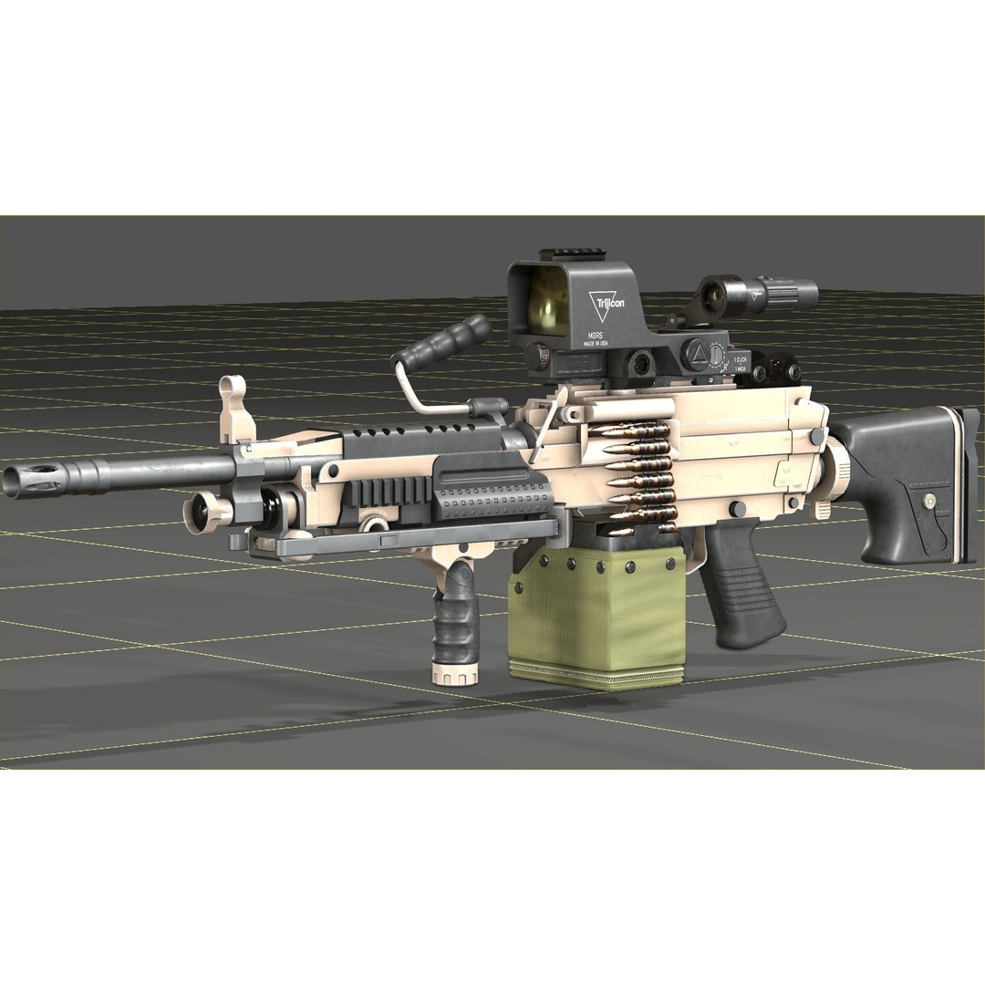FN Minimi MK3 3D Model – Low Poly Military Gun, FBX, PBR Textures - View 37