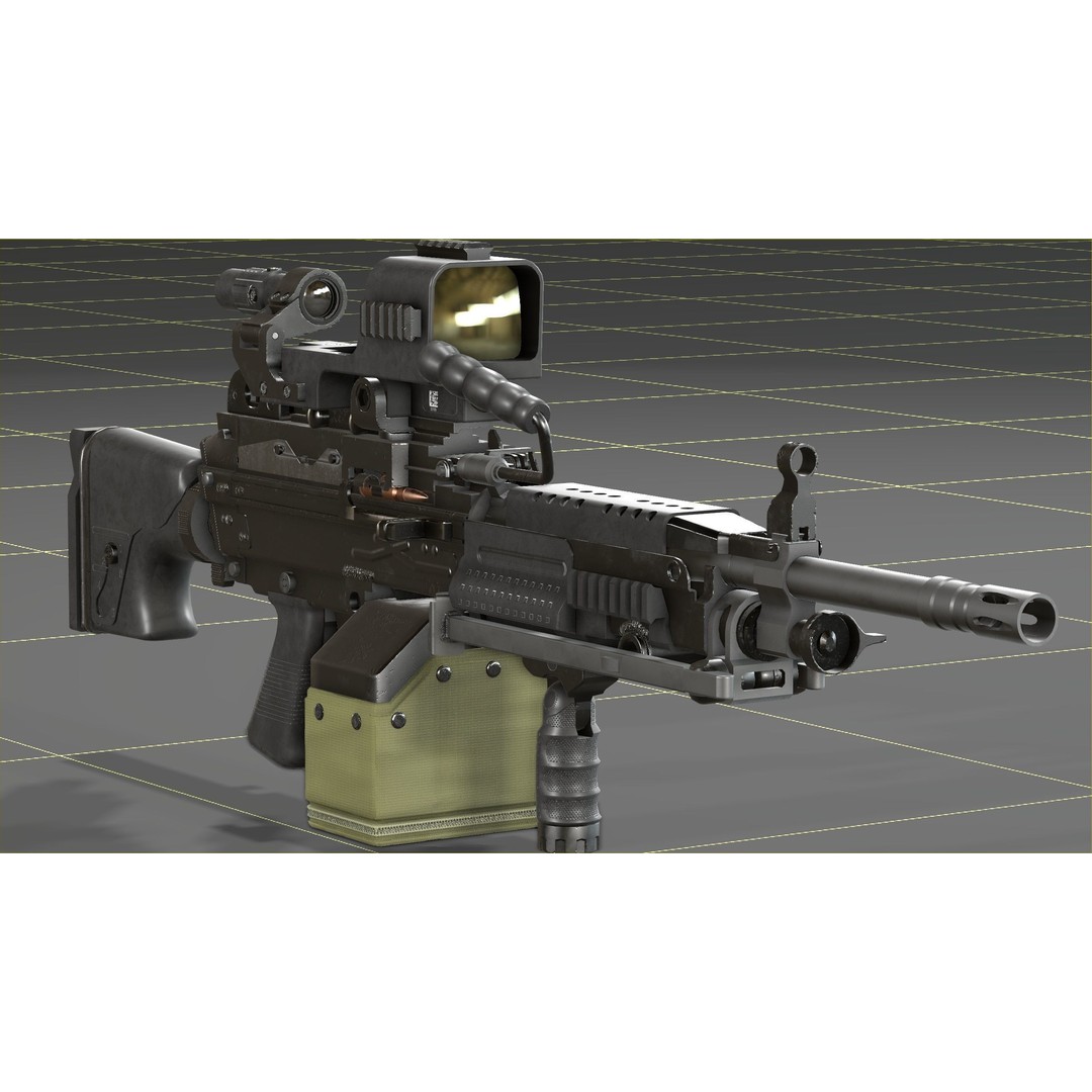 FN Minimi MK3 3D Model – Low Poly Military Gun, FBX, PBR Textures - View 38