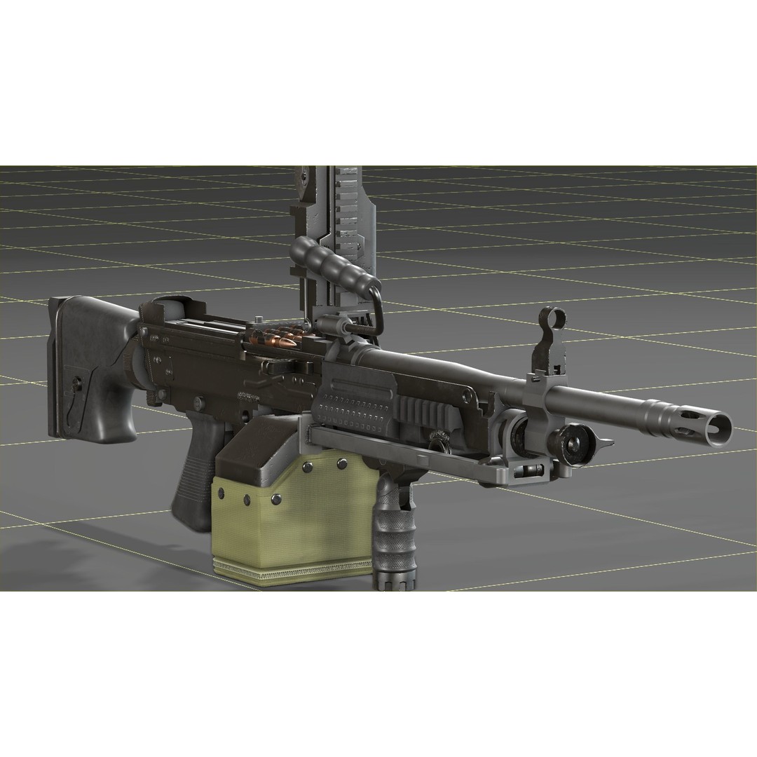 FN Minimi MK3 3D Model – Low Poly Military Gun, FBX, PBR Textures - View 39