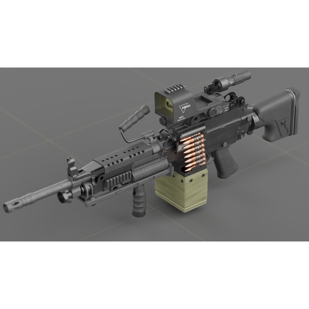 FN Minimi MK3 3D Model – Low Poly Military Gun, FBX, PBR Textures - View 4