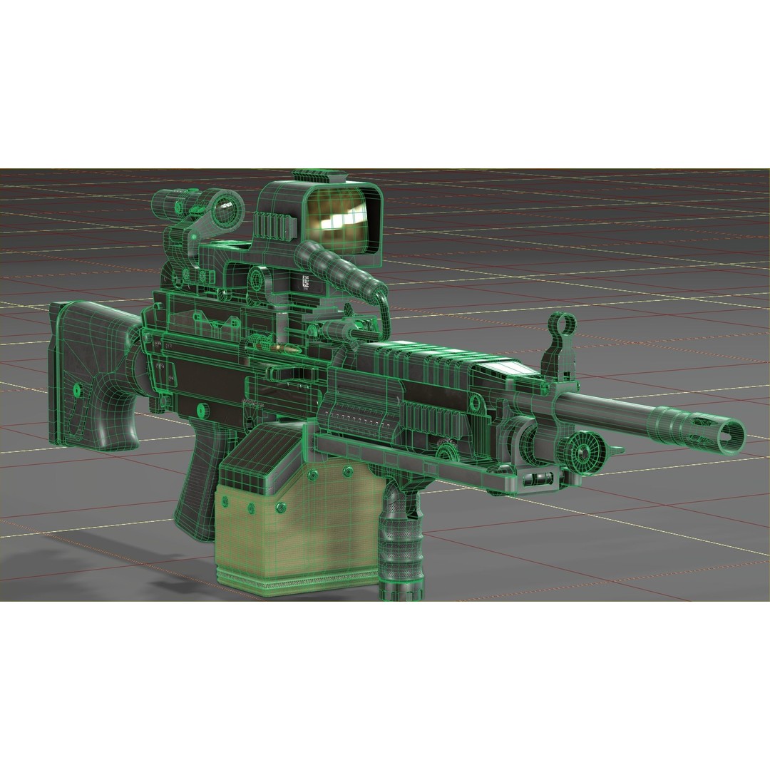 FN Minimi MK3 3D Model – Low Poly Military Gun, FBX, PBR Textures - View 40