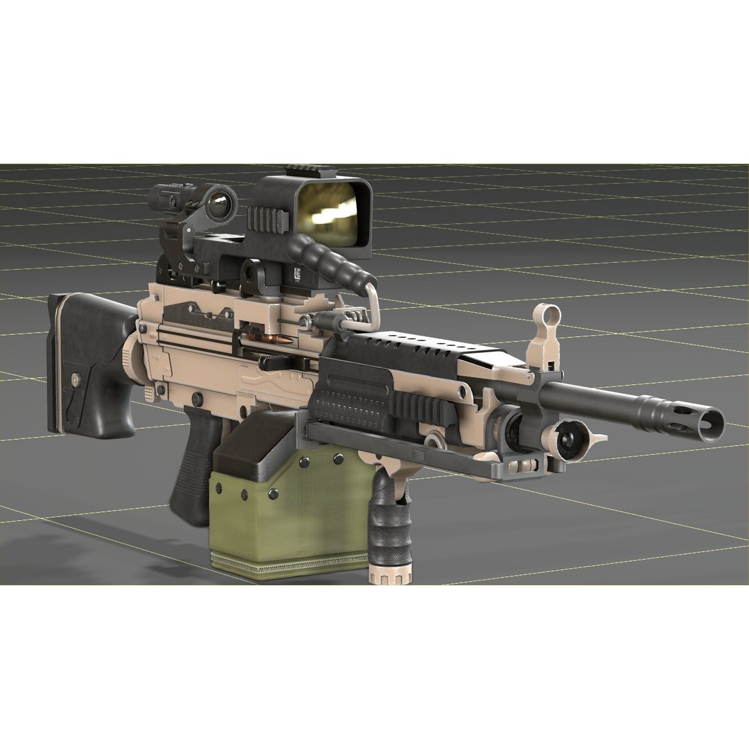 FN Minimi MK3 3D Model – Low Poly Military Gun, FBX, PBR Textures - View 41