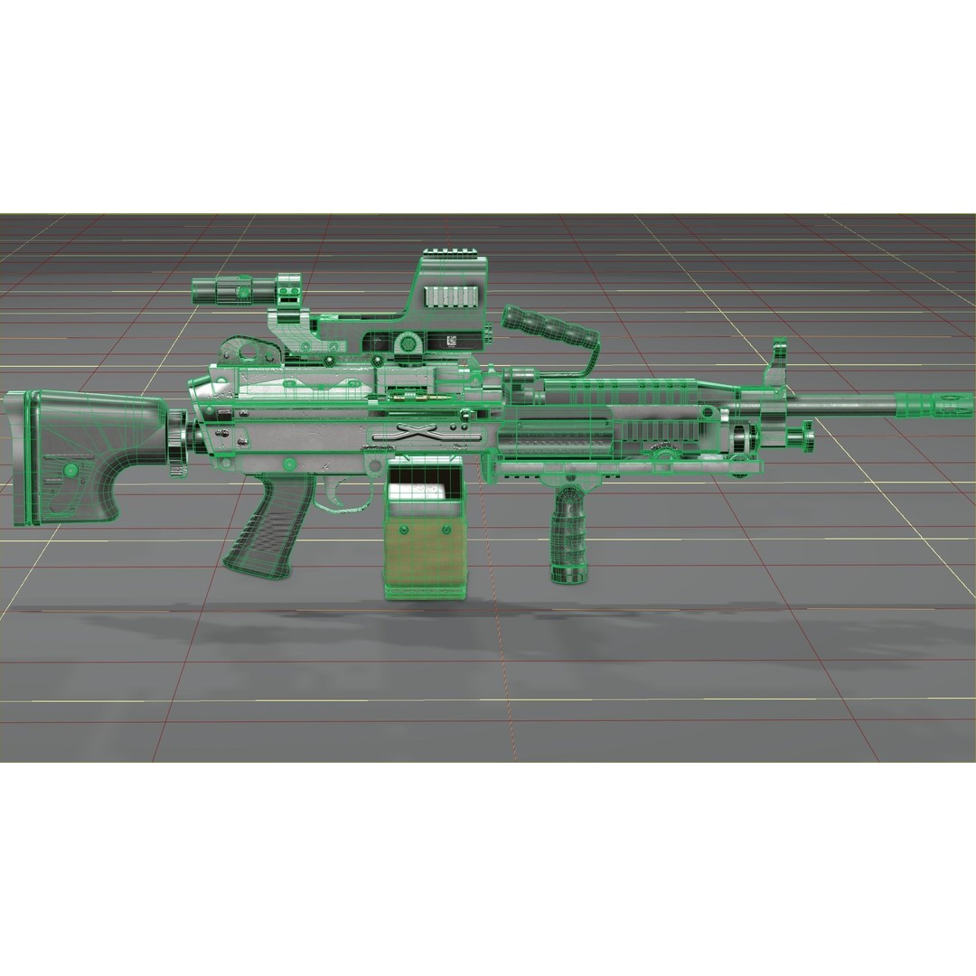 FN Minimi MK3 3D Model – Low Poly Military Gun, FBX, PBR Textures - View 44