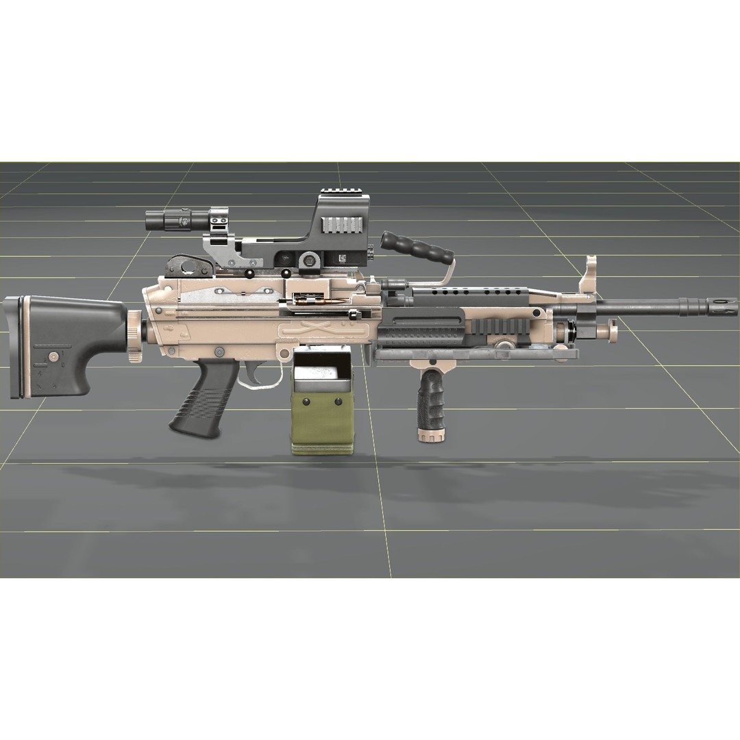 FN Minimi MK3 3D Model – Low Poly Military Gun, FBX, PBR Textures - View 45