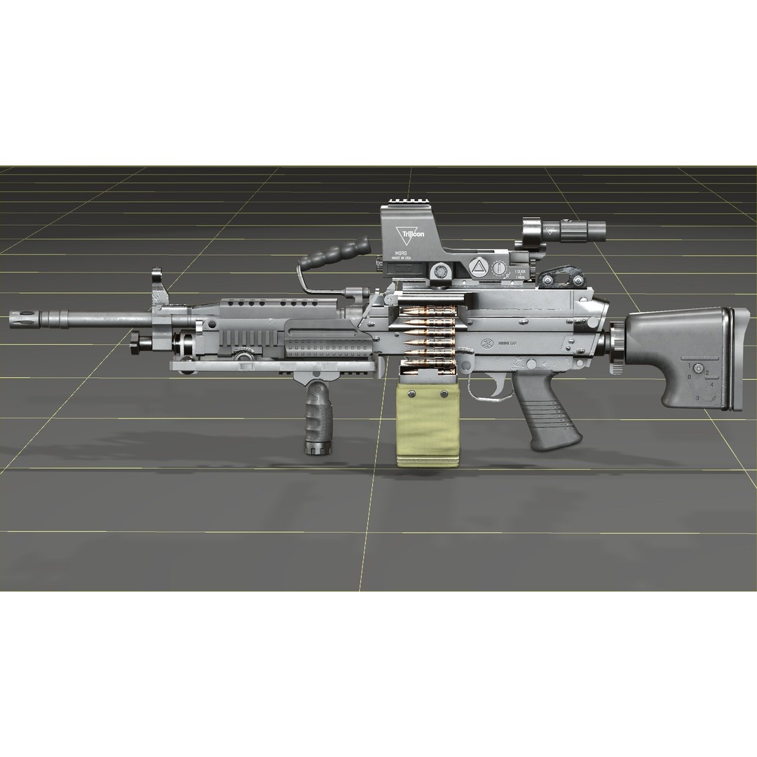 FN Minimi MK3 3D Model – Low Poly Military Gun, FBX, PBR Textures - View 46